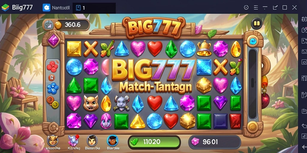 Tampilan gameplay seru dalam game Match-3 BIG777.
