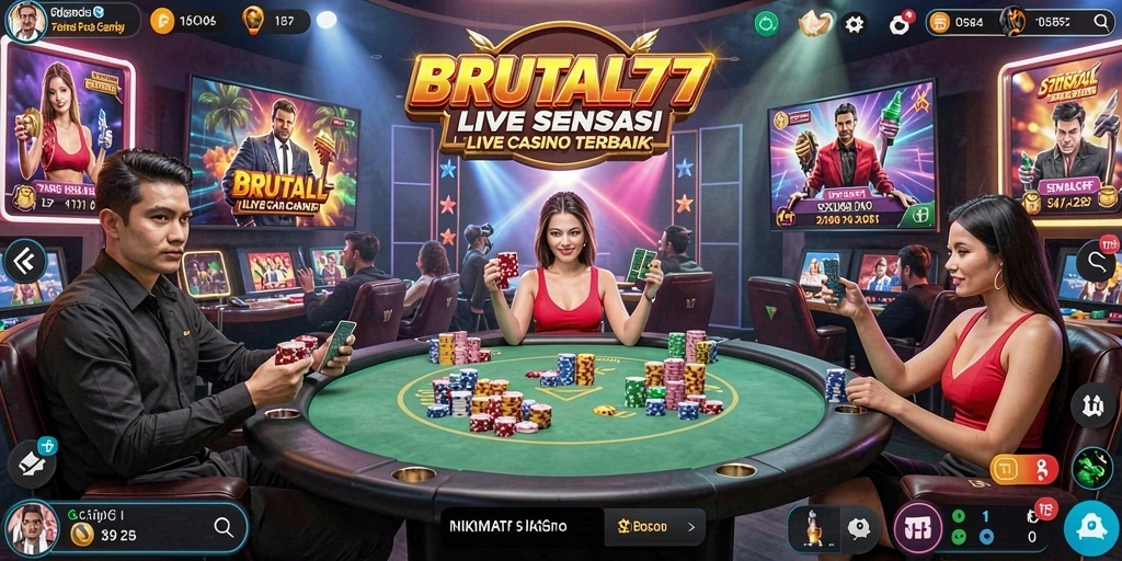 Tampilan permainan Live Casino BRUTAL77 yang menarik dan interaktif.
