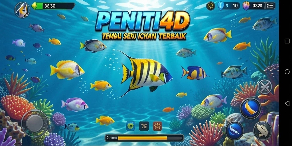 Screenshot gameplay <strong>PENITI4D</strong> menampilkan aksi menembak ikan yang seru.