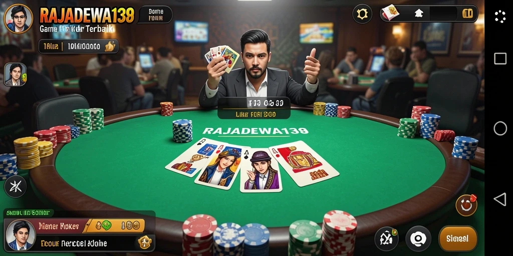 Tampilan gameplay poker yang seru dan mendebarkan di RAJADEWA138.